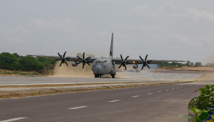 In a first, IAF aircraft land on National Highway in Rajasthan In a first, IAF aircraft land on National Highway in Rajasthan