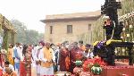 Idol of Goddess on its way to Kashi Vishwanath temple after being brought back from Canada Idol of Goddess on its way to Kashi Vishwanath temple after being brought back from Canada